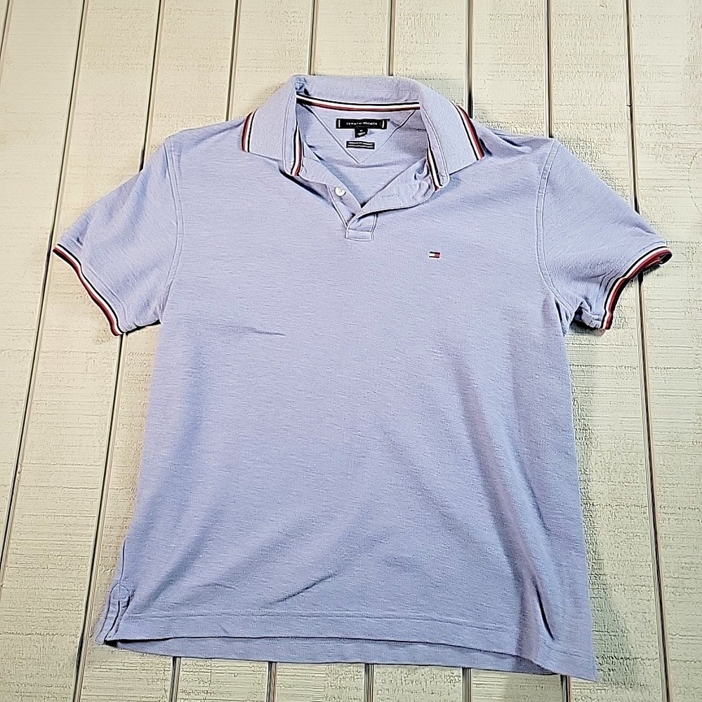 Tommy Hilfiger Polo Shirt Women's Size Medium Wicking Light Blue Top Daily Dress - Picture 2 of 8